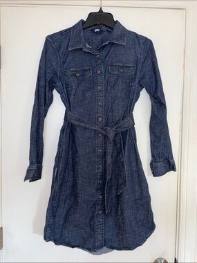 Lands end denim shirtdress Jean dress women’s small 6 8
